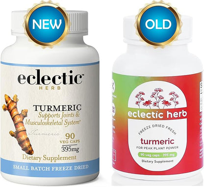 ECLECTIC INSTITUTE Raw Freeze-Dried Turmeric | US Grown | Vegetarian, Non-GMO, Gluten Free | 90 CT (395 mg)