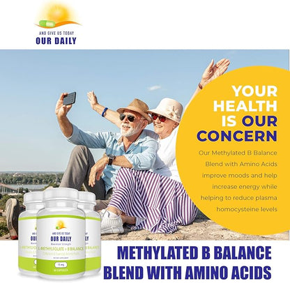 Our Daily Vites L-Methylfolate 15 MG B Complex Balance 5 MTHF Active Folate, Methylated B12, B9, B6, B2 Brain, Heart and Fetal Health, Non-GMO, 60 Count 2 Months