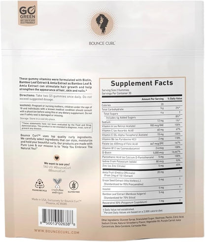 Bounce Curl Vegan Collagen Boosting Hair, Skin & Nails Gummies, 60 Strawberry Gummies
