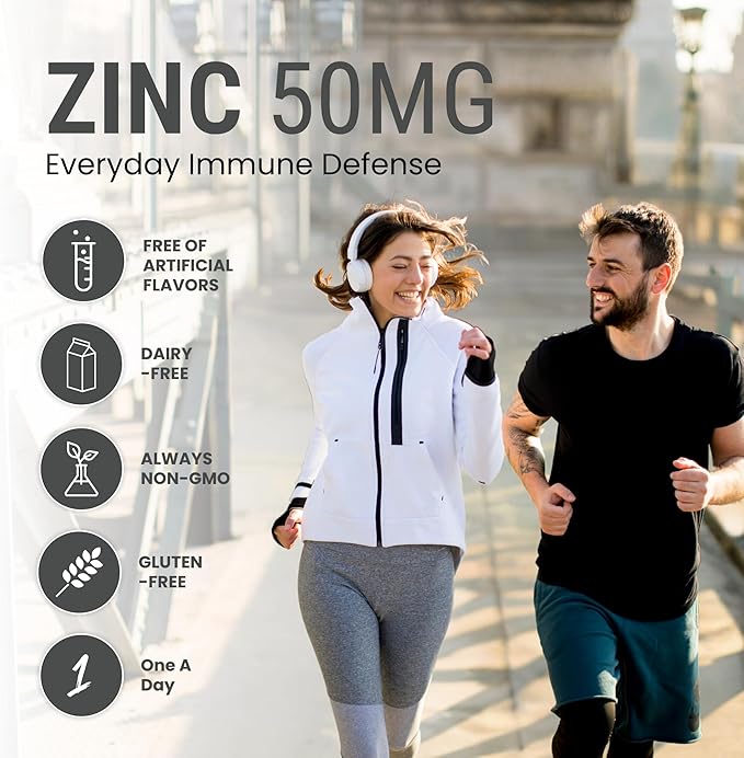 Zaytun Halal Zinc 50 mg Supports Immune Health and Healthy Skin, Antioxidant, One Per Day, US Made, 100 Tablets