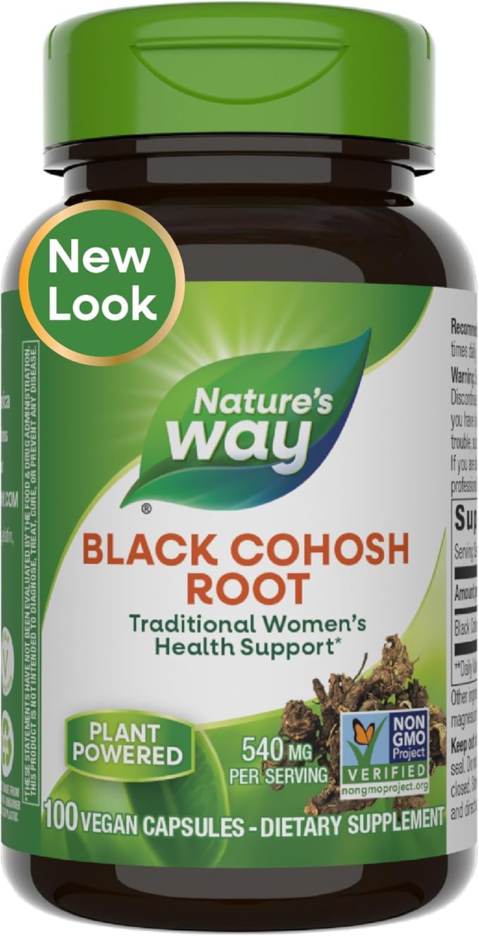 Nature's Way Black Cohosh Root, Traditional Women's Health Support*, 540 mg per Serving, Non-GMO Project Verified, Vegan, 100 Capsules