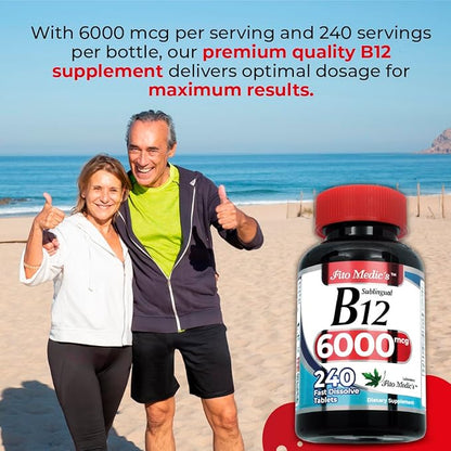 FITO MEDIC'S Lab | Vitamin b12 | 6000 mcg | 240 Servings | b12 sublingual | b12 | b12 Vitamins | Ultra high Absorption, s.