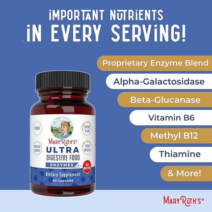 MaryRuth Organics Ultra Digestive Enzymes Capsules | Up to 2 Month Supply | Supplement for Gut Health Support | Digestion & Immune Support with Amylase | Lipase & Lactase | Vegan | 60 Count