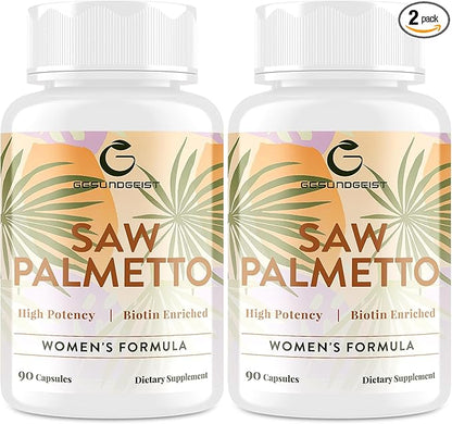 Saw Palmetto for Women Hair Loss - DHT Blocker with 5-in-1 Blend for Hair Growth, Skin & Nails, Urinary Wellness - Extra Strength Saw Palmetto Supplement - 180 Capsules