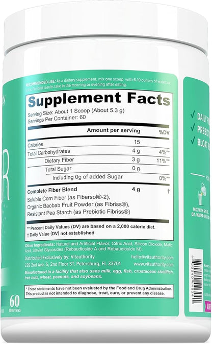Fiber Supplement Colon Cleanse Prebiotic Powder Detox | Colon Cleanse Detox for Women | Digestive Health Regularity Satiety & Bloating Relief for Women Gut Cleanser & Powder Apple Flavored 60 Servings