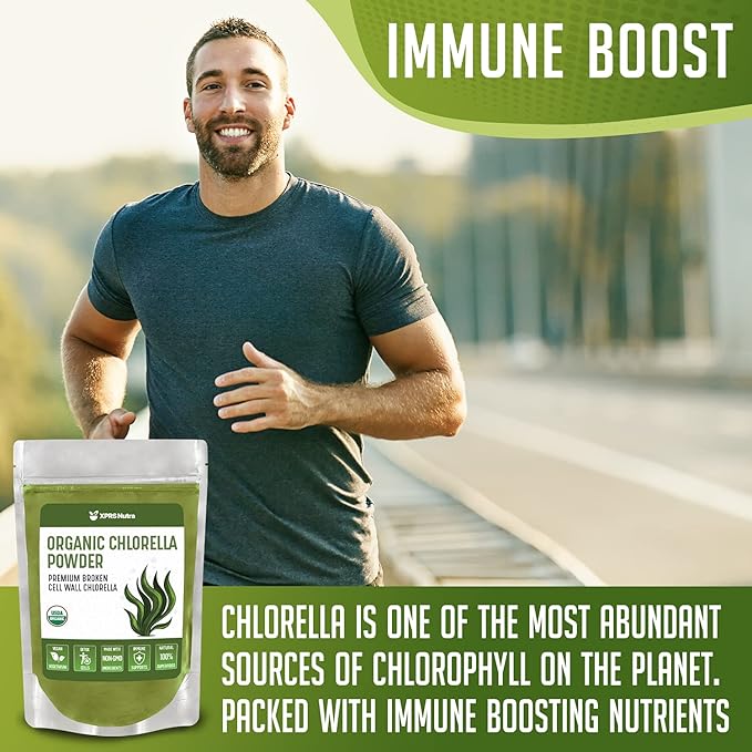 XPRS Nutra Organic Chlorella Powder - Broken Cell Wall Chlorophyll Powder - Chlorella Organic Powder for Immunity - Vegan Friendly Chlorella Powder Organic for Complete Protein (4 Ounce)