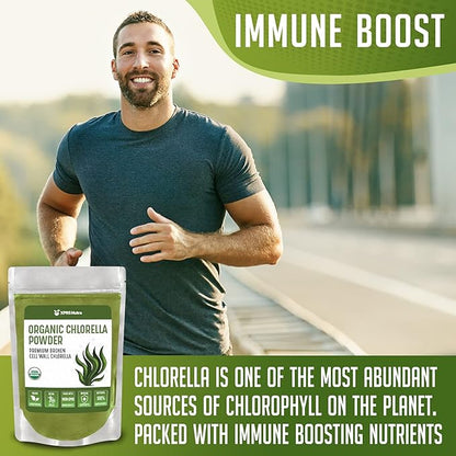 XPRS Nutra Organic Chlorella Powder - Broken Cell Wall Chlorophyll Powder - Chlorella Organic Powder for Immunity - Vegan Friendly Chlorella Powder Organic for Complete Protein (4 Ounce)