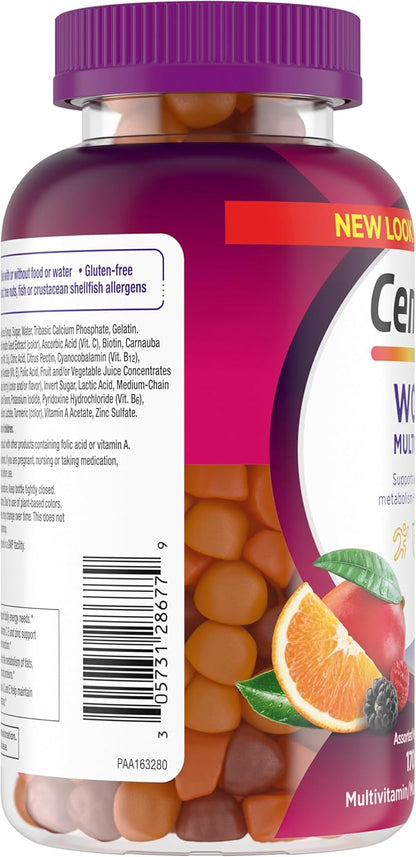 Centrum MultiGummies Gummy Multivitamin for Women, Multivitamin/Multimineral Supplement with Vitamin D3, B Vitamins and Antioxidants, Assorted Fruit Flavor - 170 Count