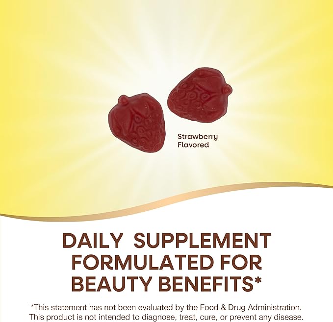 Nature's Way Alive! Hair, Skin & Nails Gummies, Advanced Beauty Formula*, with Biotin and Collagen, Strawberry Flavored, 60 Gummies (Packaging May Vary)