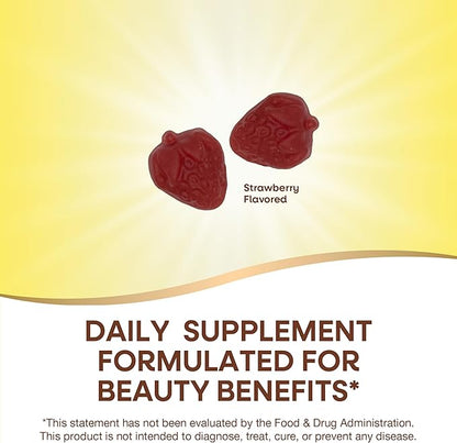 Nature's Way Alive! Hair, Skin & Nails Gummies, Advanced Beauty Formula*, with Biotin and Collagen, Strawberry Flavored, 60 Gummies (Packaging May Vary)