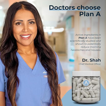 Plan A | Post-Celebration Relief & Morning Restore | Electrolyte for Dehydration & Headache Support | Dihydromyricetin DHM & L Cysteine | 180 Capsules for Men and Women
