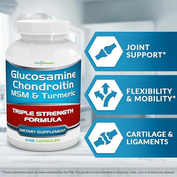 Glucosamine Chondroitin, MSM & Turmeric Dietary Supplement - 248 Capsules