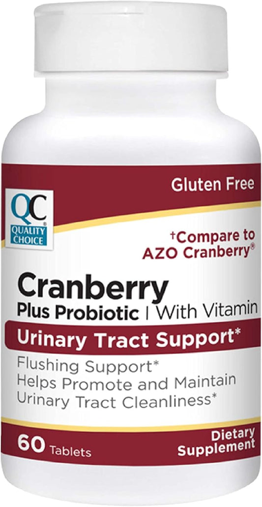 Quality Choice Urinary Tract Support Cranberry + Probiotic Tablets with Vitamins 60 Count
