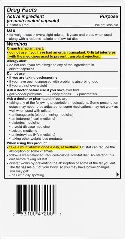 alli Diet Weight Loss Supplement Pills, Orlistat 60mg Capsules, 170 Count