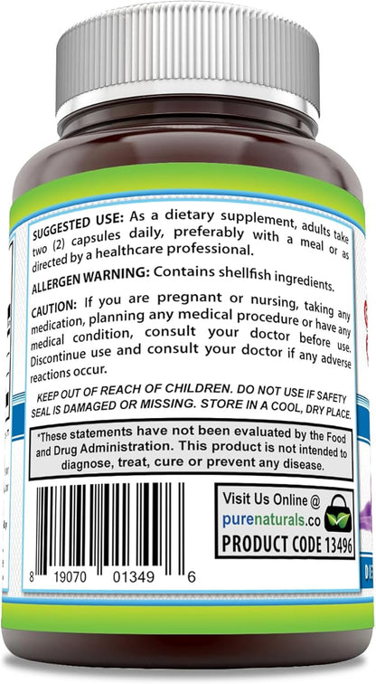 Pure Naturals Glucosamine Chondroitin + MSM Supplement | 1850 Mg | 240 Capsules | Non-GMO | Gluten-Free | Made in USA
