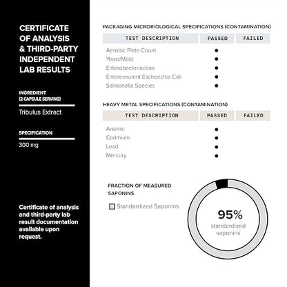 Elite T Formula - Ultra High Potency 200:1 Tongkat Ali, 30:1 Fadogia & 25% Withanolides Ashwagandha - Tribulus with 95% Saponins, Zinc, Boron & Copper - Third-Party Lab Tested - 120 Capsules