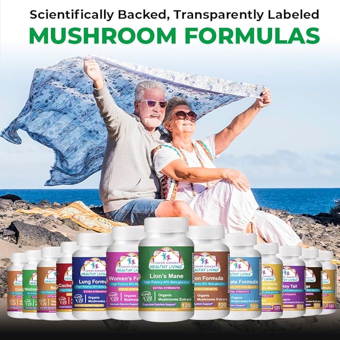 CANCER SCIENCES Lion’s Mane Wellness Mushroom Supplement Capsules, USDA Certified Organic Mushroom Extract, Extra Strength 1,500 mg, High Potency 40% Beta-Glucans, Focus & Memory Support, 120 Capsules