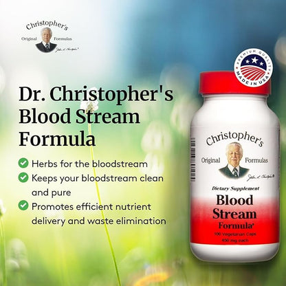 Christopher's Original Formulas Blood Stream Formula - Blood Circulation Supplements - Supports Vein Elasticity, Clean & Pure Bloodstream