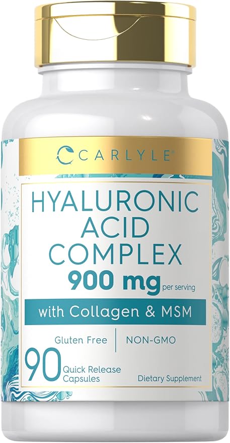 Carlyle Hyaluronic Acid Complex 900 mg | with Collagen and MSM | 90 Capsules | Non-GMO, Gluten Free Supplement