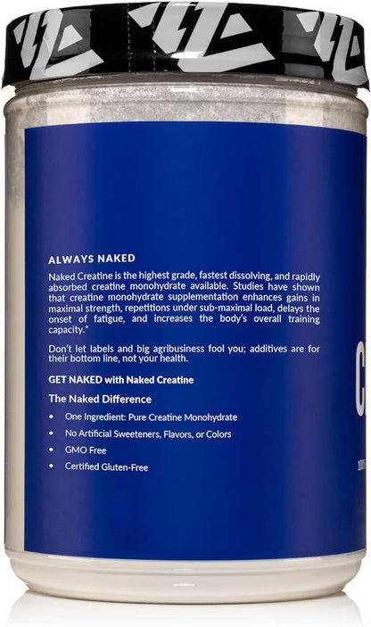 NAKED Pure Micronized Creatine Monohydrate – 200 Servings, 1,000g Bulk – Vegan, Non-GMO, Gluten & Soy Free - Muscle Building, Strength Training, Gym & Fitness Supplement