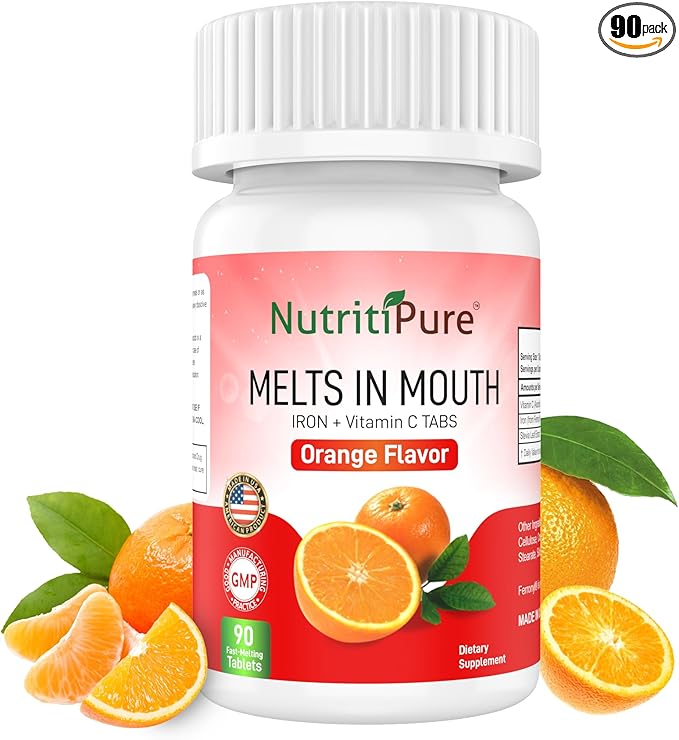 Chewable Iron Supplement for Women/Men(Carbonyl Iron 18 mg with Vitamin C 30 mg) Tablet in Orange Flavor 90 Count (1)