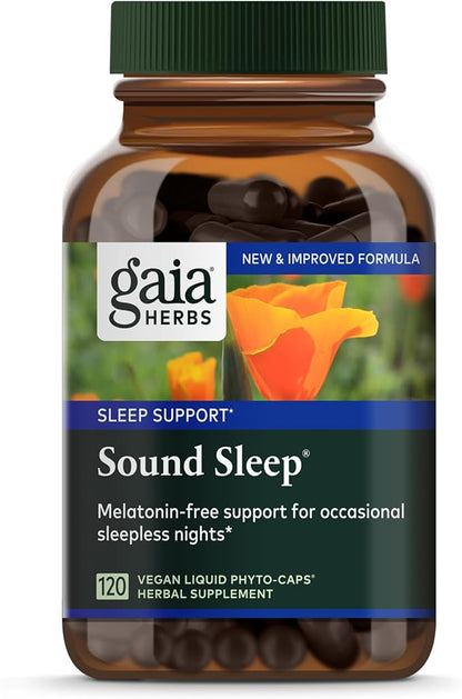 Gaia Herbs Sound Sleep - Natural Sleep Support to Promote Calm & Relaxation - with Valerian Root, Passionflower & More - 120 Vegan Liquid Phyto-Capsules (40-Day Supply)