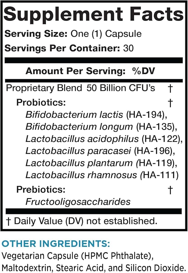 Lean & Pure Olympian Labs Extra Strength Prebiotic and Probiotic, 50 Billion CFU, Delayed Release, Blister Pack of 30 Tabs