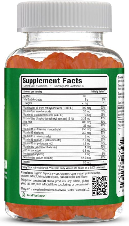 Maxi Health Multivitamin Gummies Vitamins for Adults & Kids - Cherry Flavored Gummy Multivitamins - 60 Vitamin Gummies for Women and Men - Daily Multi Vitamin Womens & Mens Multivitamins Gummies