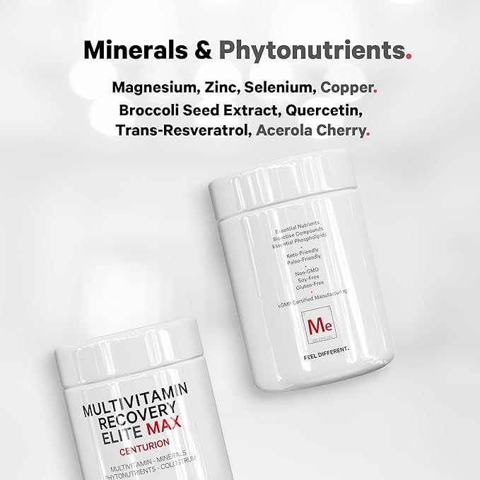 Codeage Multivitamin Recovery Elite Max Supplement - Vitamins A, C, D, E, B-Complex, Essential Minerals, Antioxidants, Colostrum, Phytonutrients, Pantethine, Non-GMO, Sport Multivitamins - 90 Capsules