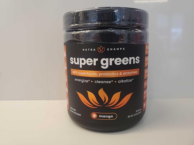 NutraChamps Super Greens Mango & Super Greens Unflavored Bundle - 2 Month Supply