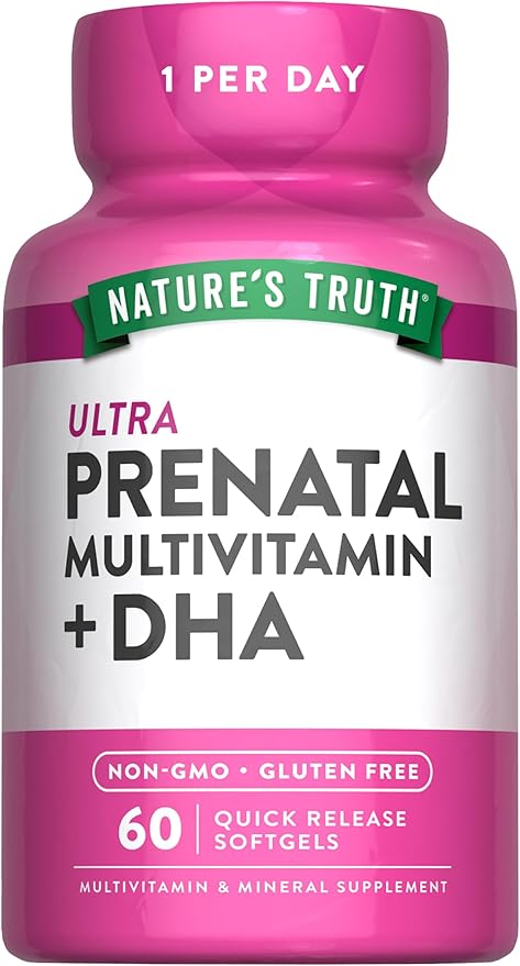 Nature's Truth Prenatal Multivitamin for Women | with DHA and Folic Acid | 60 Softgels | Non-GMO & Gluten Free Supplement