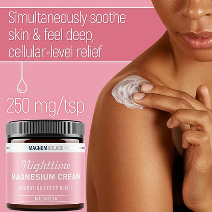 Magnesium Cream – Magnesium Chloride Cream – Topical Magnesium Cream for Nighttime (Magnolia)