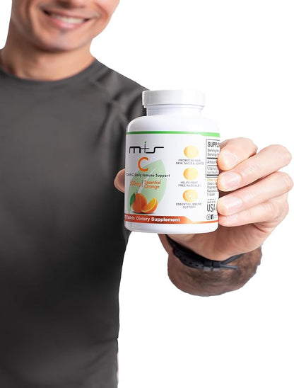 M+S Vitamin C Tablet 500mg for Women and Men – Supports a Healthy Immune System, Promotes Hair, Skin, Nails and Joints – Vegan, Sugar Free, Non-GMO – Orange Flavor (100 Tablets)