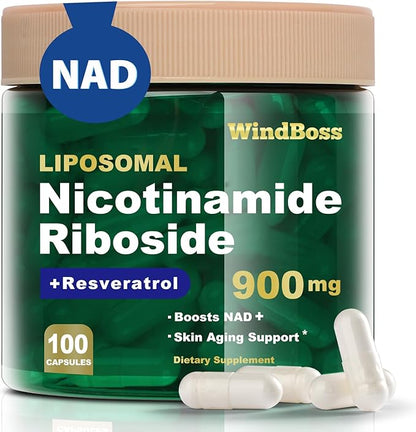 NAD Nicotinamide Riboside Resveratrol, Liposomal NAD Supplements for Women & Men, NMN Supplement Alternative, NAD Supplement - 100 Capsules