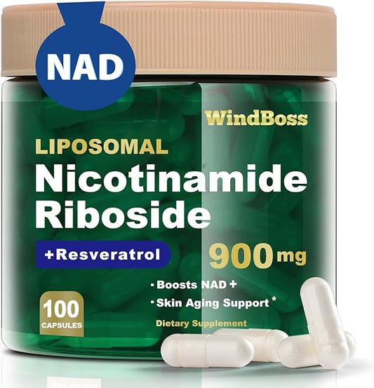 NAD Nicotinamide Riboside Resveratrol, Liposomal NAD Supplements for Women & Men, NMN Supplement Alternative, NAD Supplement - 100 Capsules