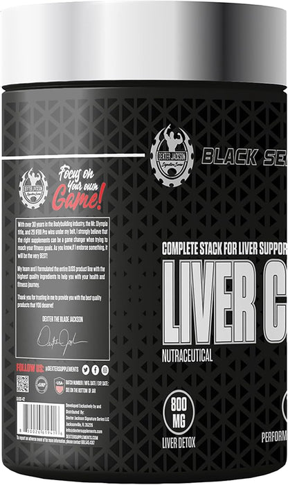 Black Series Liver Cleanser Detox | Milk Thistle Seed Powder, Vitamins E & C, Bodybuilders & Fitness Supplement | 60 Veg Capsules, 60 Servings