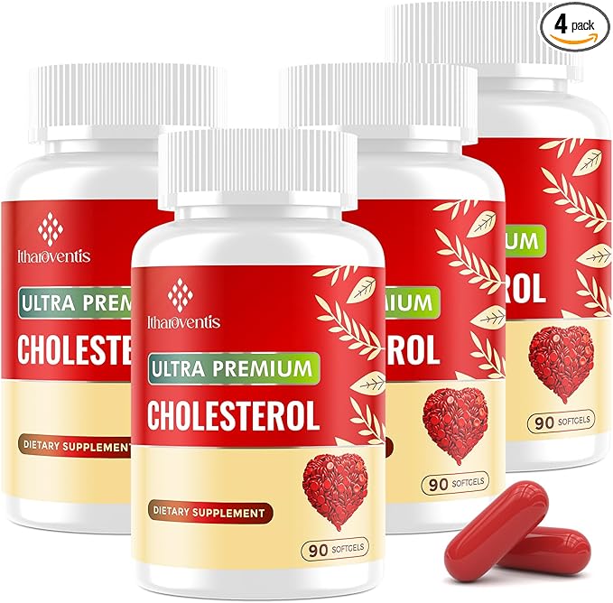 Cholesterol Supplements with Plant Sterols, Niacin, Red Yeast Rice, Bergamot, Omega-3 & Garlic - Max Absorption - 360 Softgels