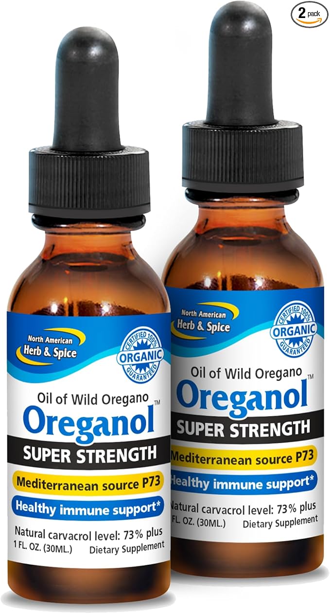 NORTH AMERICAN HERB & SPICE Super Strength Oreganol P73 - Pack of 2, 1 fl oz - Immune System Support - Non-GMO, Certified Organic - 864 Total Servings