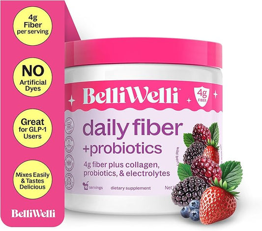 Fiber Supplement for Women & Men – Premium Daily Fiber Powder from Organic Acacia with Added Collagen, Electrolytes & Probiotics – No Bloat, Constipation & Gut Health Support (Wild Berry)