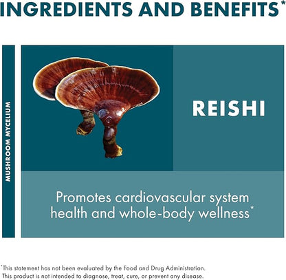 Host Defense Reishi Capsules - Heart & Immune Health Support Supplement - Mushroom Supplement to Support Energy & Vitality - Reishi Supplement to Aid Overall Well-Being - 60 Capsules (30 Servings)*
