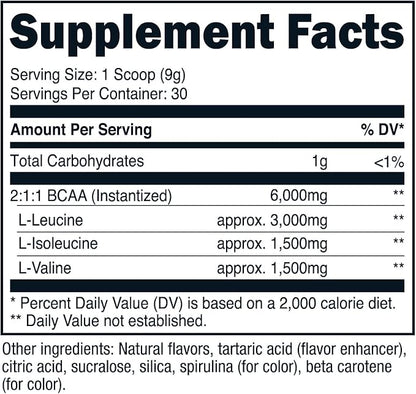 Nutricost BCAA Powder (Green Apple) 30 Servings - Vegetarian, Non-GMO, Gluten Free, Optimal 2:1:1 Ratio