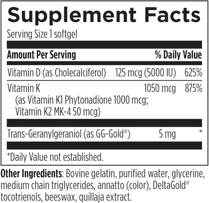 Designs for Health D-Evail Supreme - 5,000 IU Vitamin D3 Supplement with VIT K (K1, K2 as MK-4) + GG - Bone, Cardiovascular + Immune Support - Improved Bioavailability (60 Softgels)