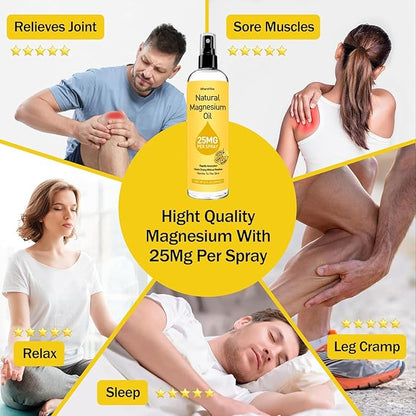 Magnesium Spray, Pure Magnesium Oil Spray for Feet,Ideal Gift for Muscle Relaxation&Better Sleep,Rapid Absorption,Quick Drying Without Residue-Vanilla
