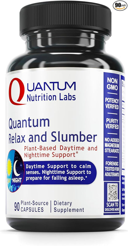 QNL Quantum Relax & Slumber - Organic, Natural Sleep Supplement for Adults - Sleep Support Supplement with Magnesium, Valerian Root, Lavender, Turmeric & More - 60 Vegetarian Capsules