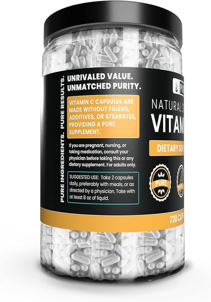 Pure Original Ingredients Vitamin C (730 Capsules) No Magnesium Or Rice Fillers, Always Pure, Lab Verified