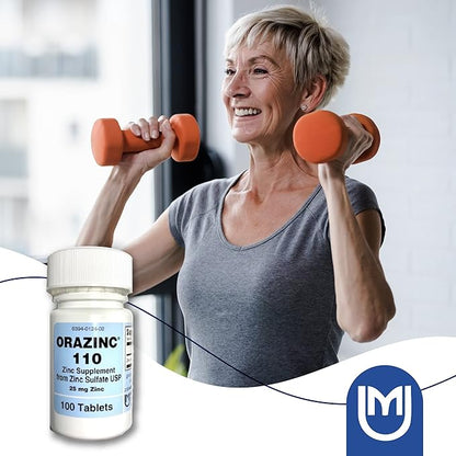 Mericon Industries Orazinc 25mg Zinc Supplement | Zinc Health Supplements for Hormone Regulation, Health (100 Zinc Tablets)