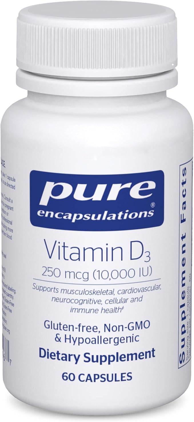 Pure Encapsulations Vitamin D3 250 mcg (10,000 IU) - Supplement to Support Bone, Joint, Breast, Heart, Colon & Immune Health - with Premium Vitamin D - 60 Capsules