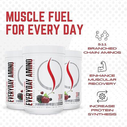 Purus Labs Everyday Amino BCAA Powder | Amino Acids for Muscle Hydration & Recovery | Sugar Free & Gluten Free | 30 Servings (BlackBerry Cherry)