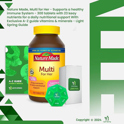 Multi for Her Women's Multivitamin Tablets, 300 Count (2Pack) for Daily Nutritional Support with Better Ligth&Spring Guide