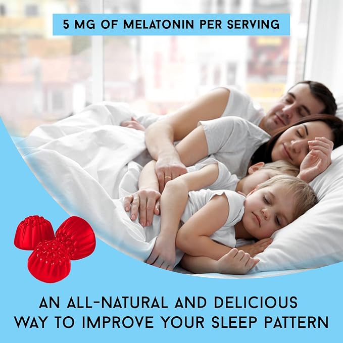 Melatonin Sleep Support Gummies (60 Count) Strawberry Sunset Creme Flavor Chews | 2.5mg Per Gummy Sleep Supplement for Children and Adults | Supplement for Faster Faster & Longer Sleep